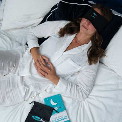 Snoozeband worn as sleep mask